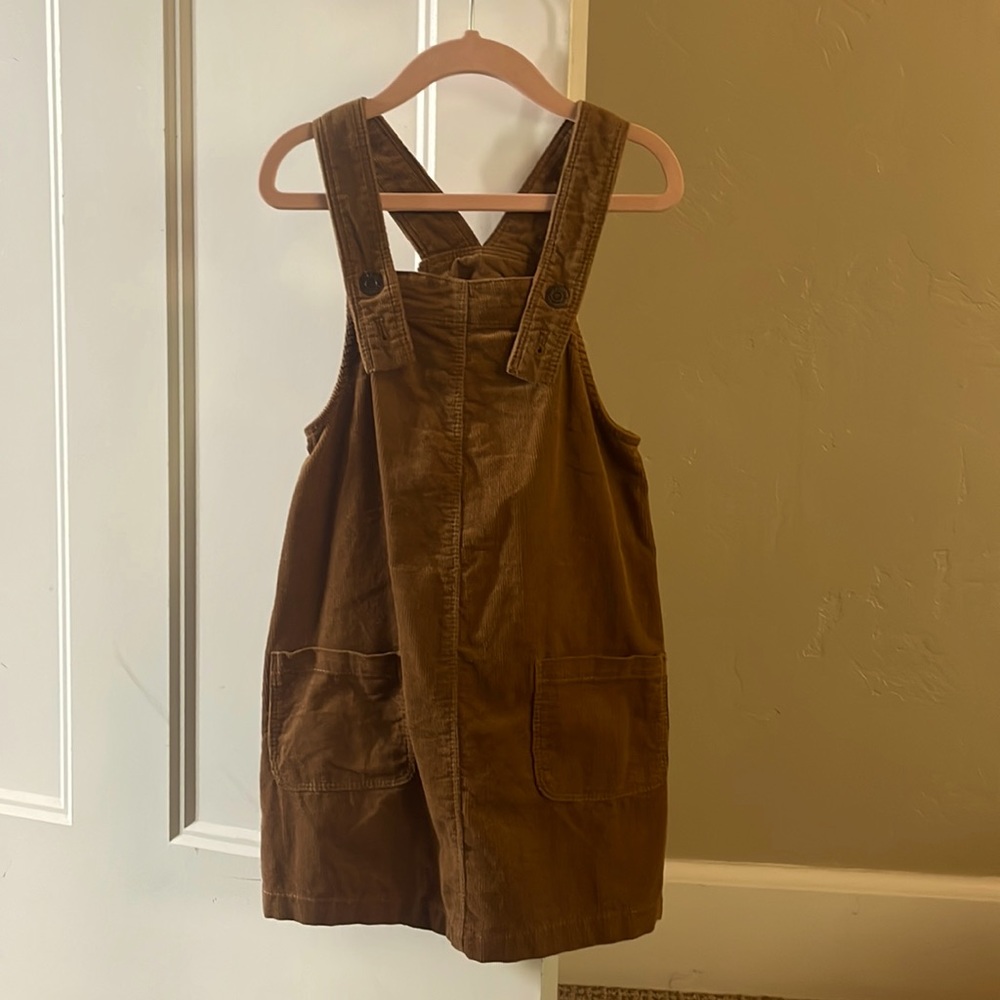 Girls brown corduroy overall dress